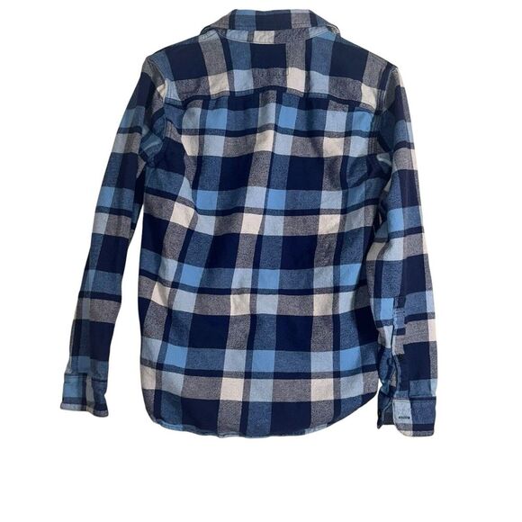 Hollister Unisex Mens Womens Y2K Blue Plaid Fleece Long Sleeve Winter Top Sz XS - Picture 3 of 5